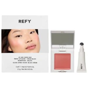 REFY Lip Gloss and Cheek Duo Set with Malaya Blush and Rosewood Gloss