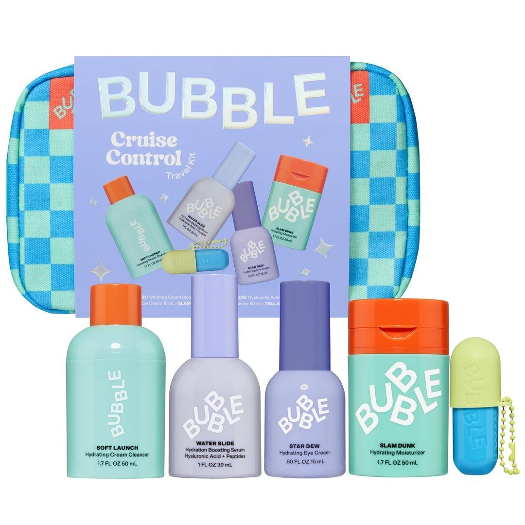 Bubble Cruise Control Travel Kit Bubble Cruise Control Travel Kit with travel pouch and skincare products